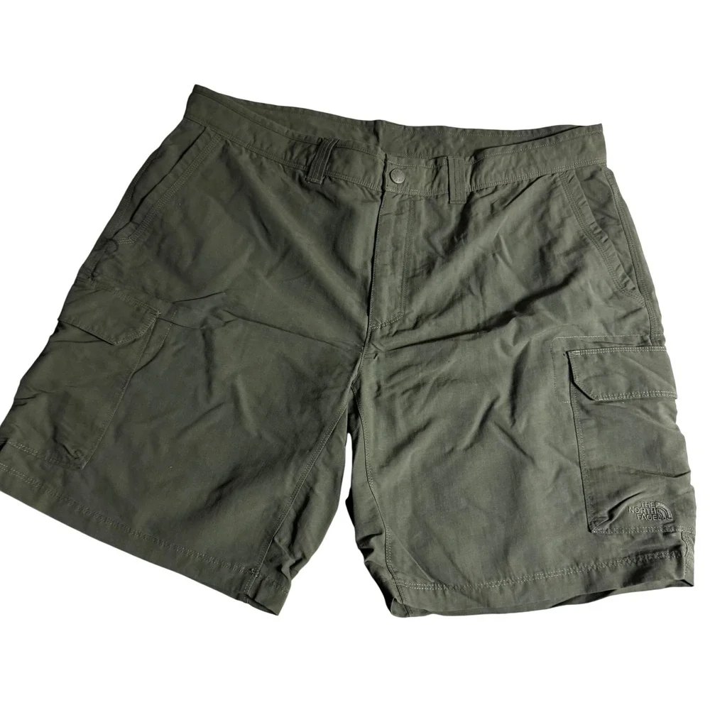 The North Face Mens Olive Green Nylon‎ Cargo Hiking Shorts Size 40 Regular